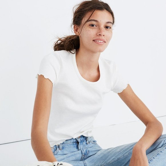 MADEWELL Bright Ivory 90's Style Baby Tee XXS NEW - Picture 1 of 11